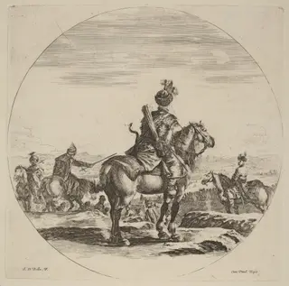 Polish Cavalier, by Stefano Della Bella, ink, 1637