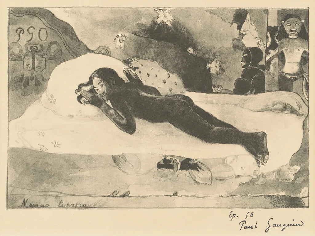 Manao Tupapau (She is Haunted by a Spirit), by Paul Gauguin, ink, 1894