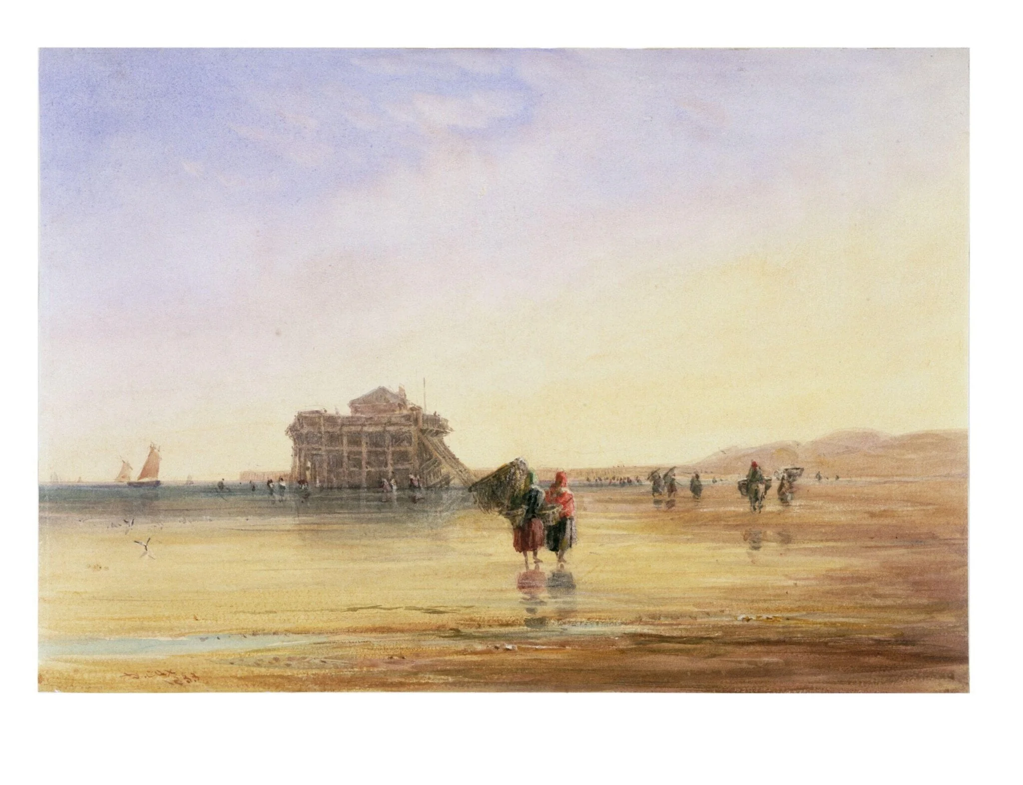 Shore Scene with Shrimpers, detail
