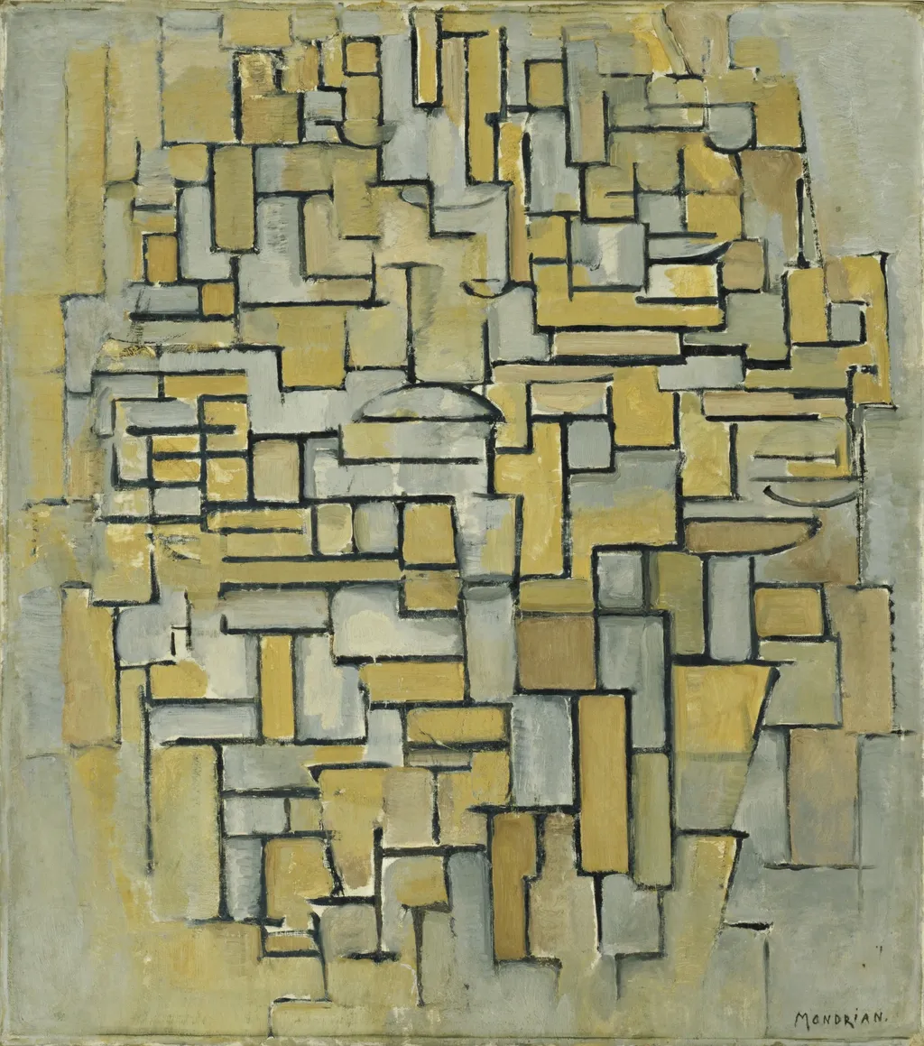 Composition in Brown and Gray, by Piet Mondrian, oil, 1913
