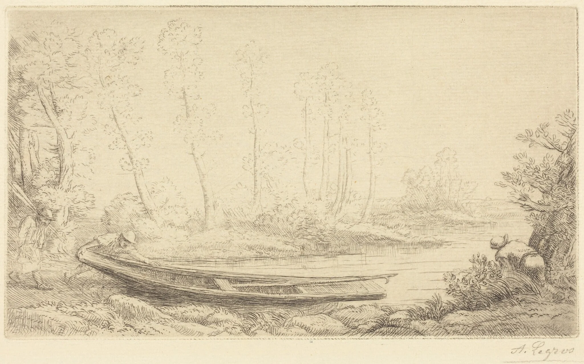 Man with a Punt, Figure to the Right (Pecheurs des truites), detail