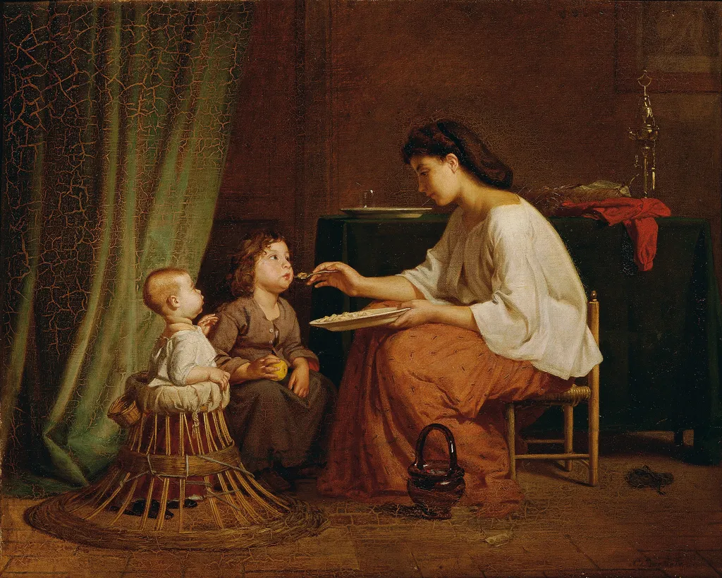 Sorgsame Schwester, by Karl Böheim, oil, 1867