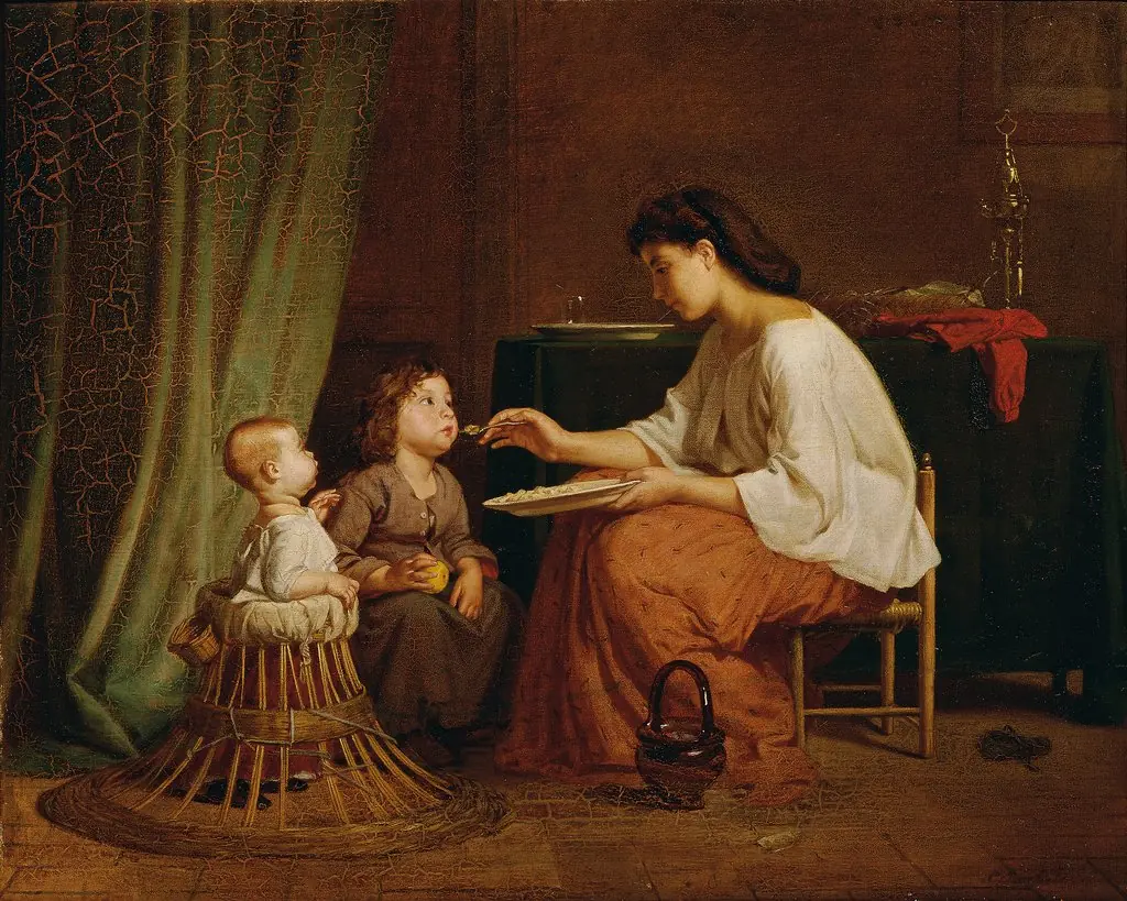Sorgsame Schwester, by Karl Böheim, oil, 1867