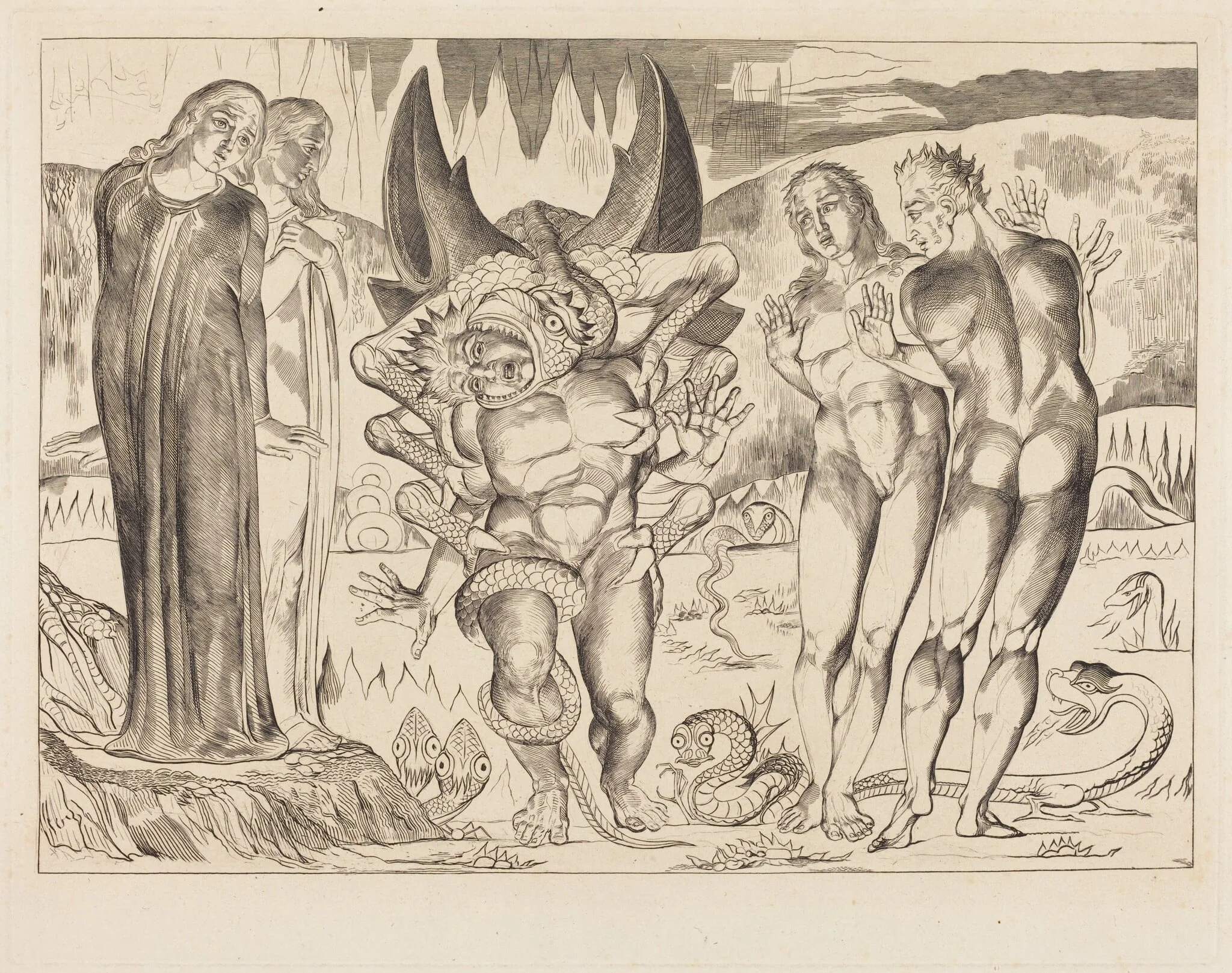 The Circle of the Thieves; Agnolo Brunelleschi Attacked by a Six-Footed Serpent, detail