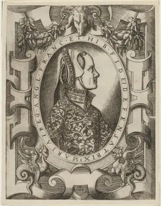 Queen Mary I of England, by Niccolò Nelli, ink, 1568