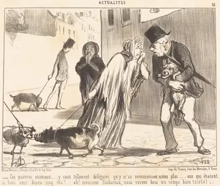 Ces pauvres animaux... n'se reconnaissent... plus..., by Honoré Daumier, ink, 1852