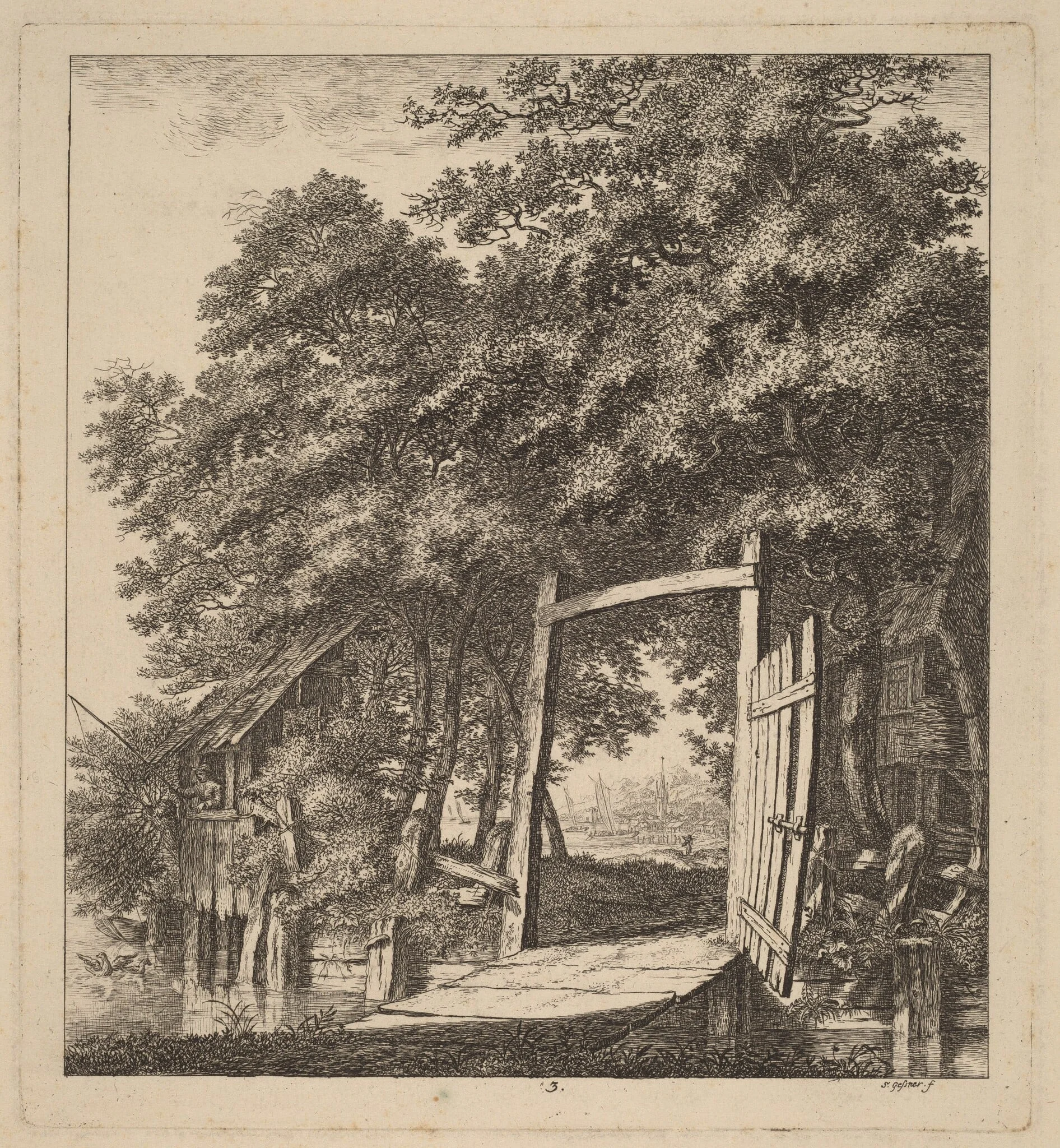 A Rustic Gate beside a Lake, detail