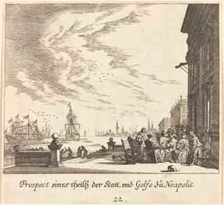 View of Gulf of Naples, by Melchior Küsel, ink, 1681