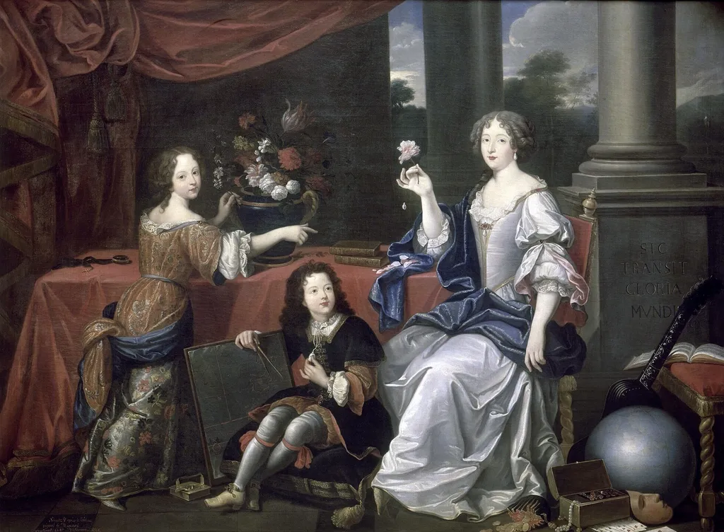 Portrait of Louise de La Vallière and her children, by M. Schmitz, oil, 1865
