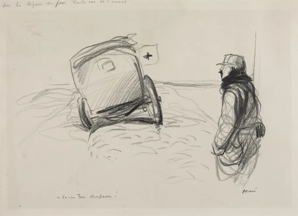 Sur la ligne de feu, by Jean-Louis Forain, ink, 1916
