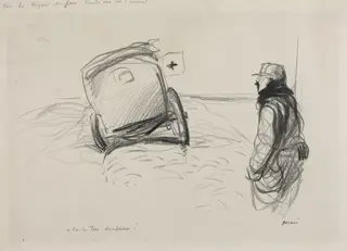 Sur la ligne de feu, by Jean-Louis Forain, ink, 1916