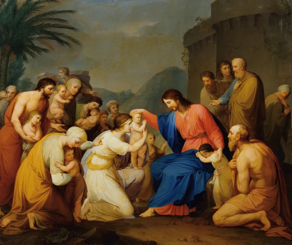 Lasset die Kindlein zu mir kommen, by Hubert Maurer, oil, 1814