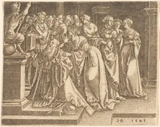 Solomon Worshipping Idols, by Hans Brosamer, ink, 1545