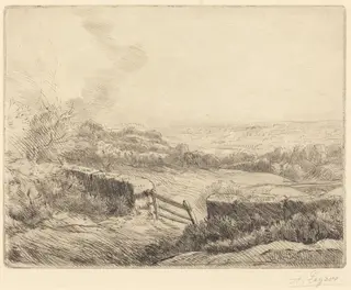 The Gate (L'entree du champ), by Alphonse Legros, ink, 1874