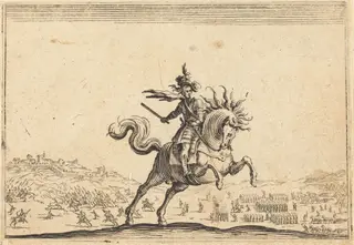 Military Commander on Horseback, by Jacques Callot, ink, 1622