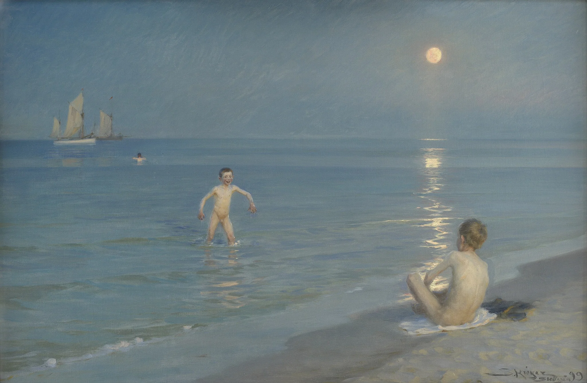 Boys Bathing at Skagen. Summer Evening, detail