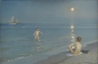 Boys Bathing at Skagen. Summer Evening, by Peder Severin Krøyer, oil, 1900