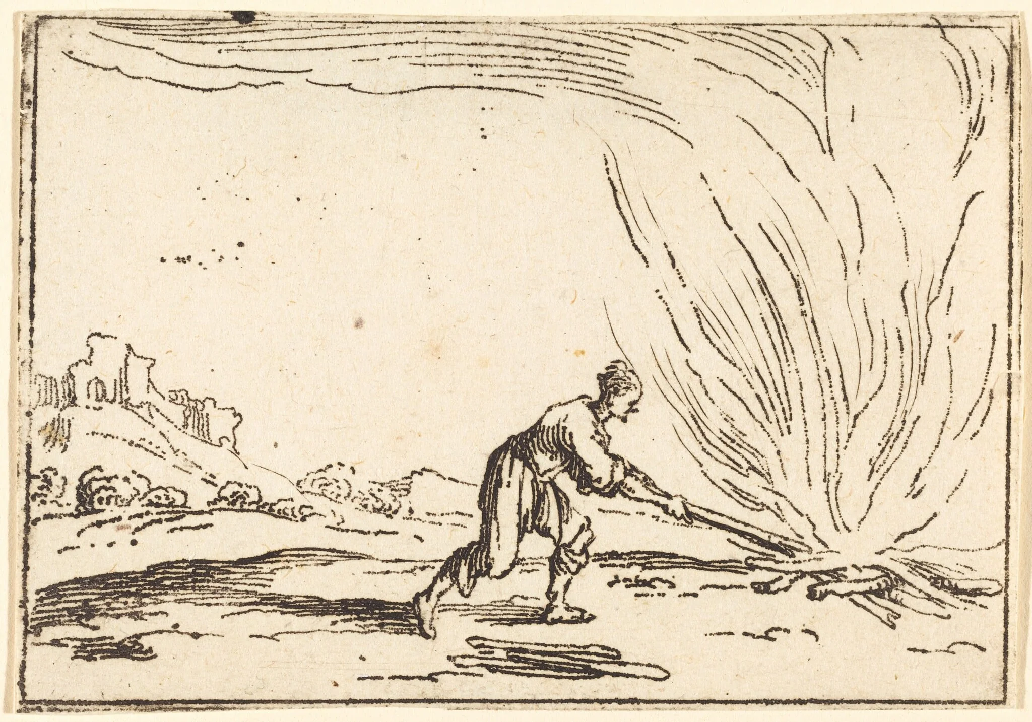 Man Attending a Fire, detail
