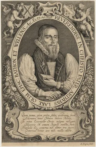 Arthur Lake, Bishop of Bath and Wells, by John Payne, ink, 1627