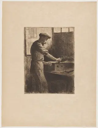 Auguste Delâtre au travail (Auguste Delâtre at Work), by Maximilien Luce, ink, 1895