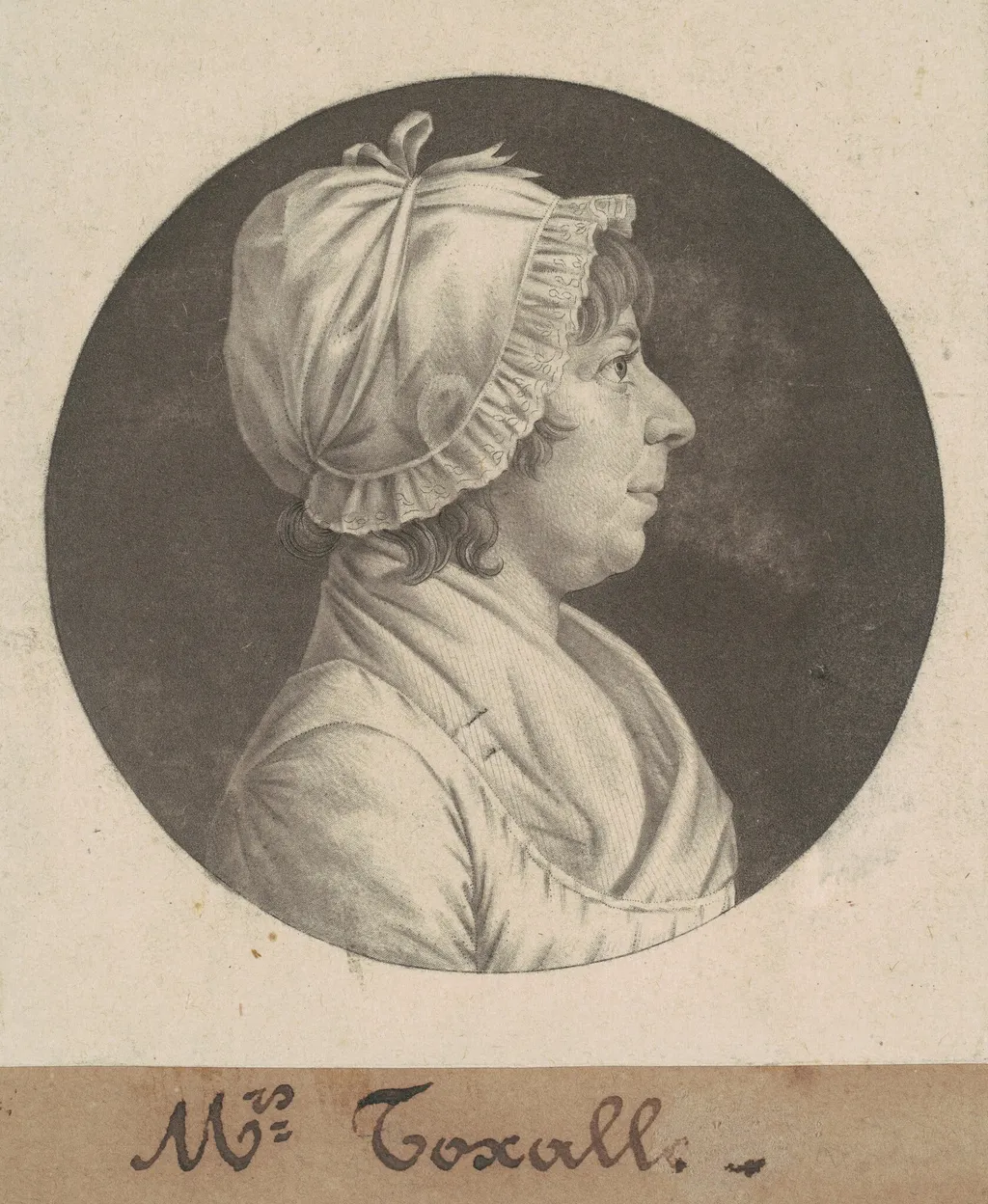 Margaret Smith Foxall, by Charles B. J. Févret de Saint-Mémin, ink, 1806