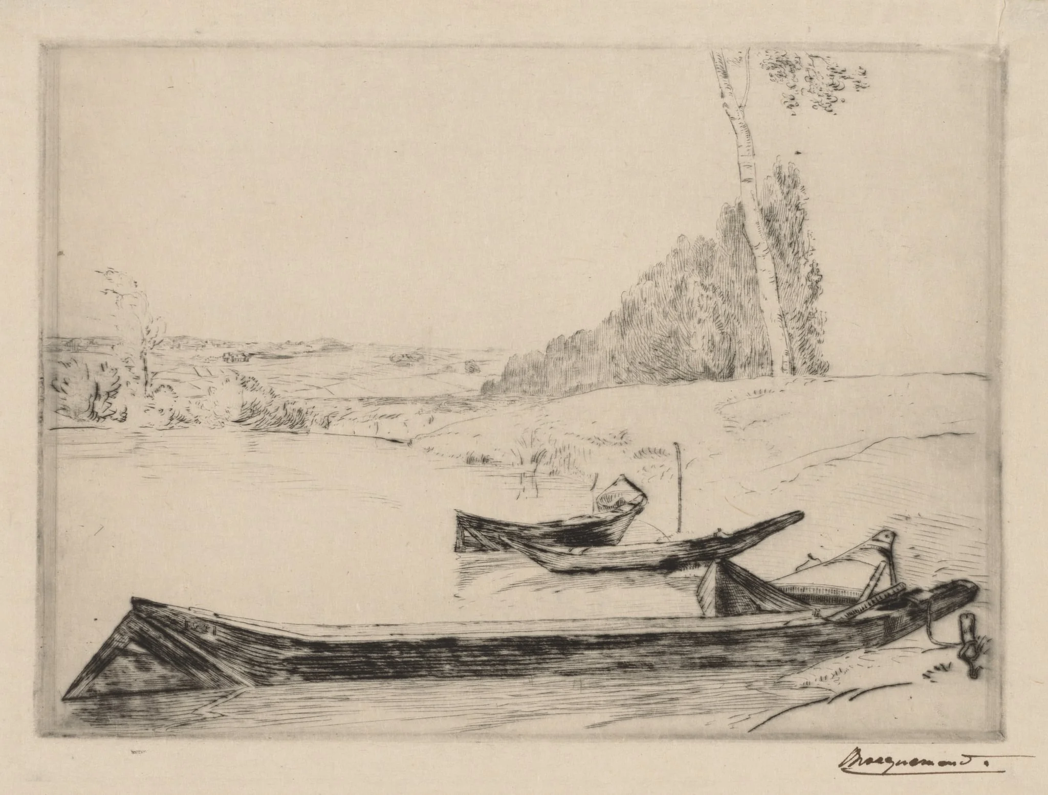 Small ferry-boats on the banks oft he Seine, detail