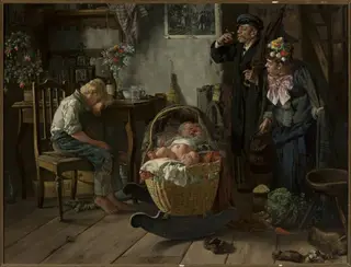 Lashes coming, by Seweryn Bieszczad, oil, 1893