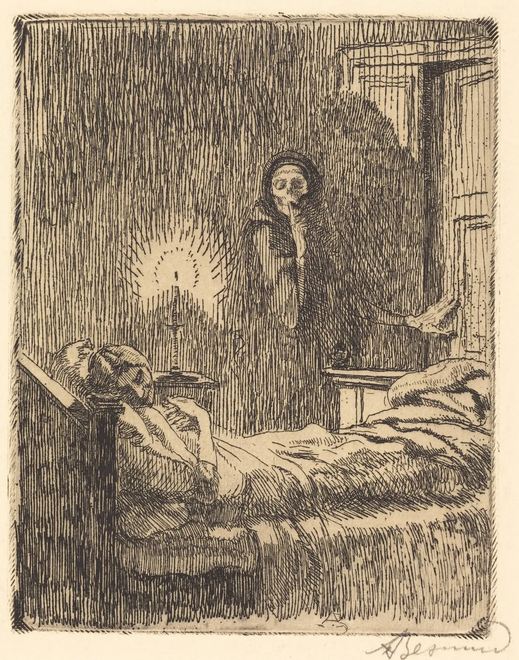 Discreet (Discrète), by Albert Besnard, ink, 1900