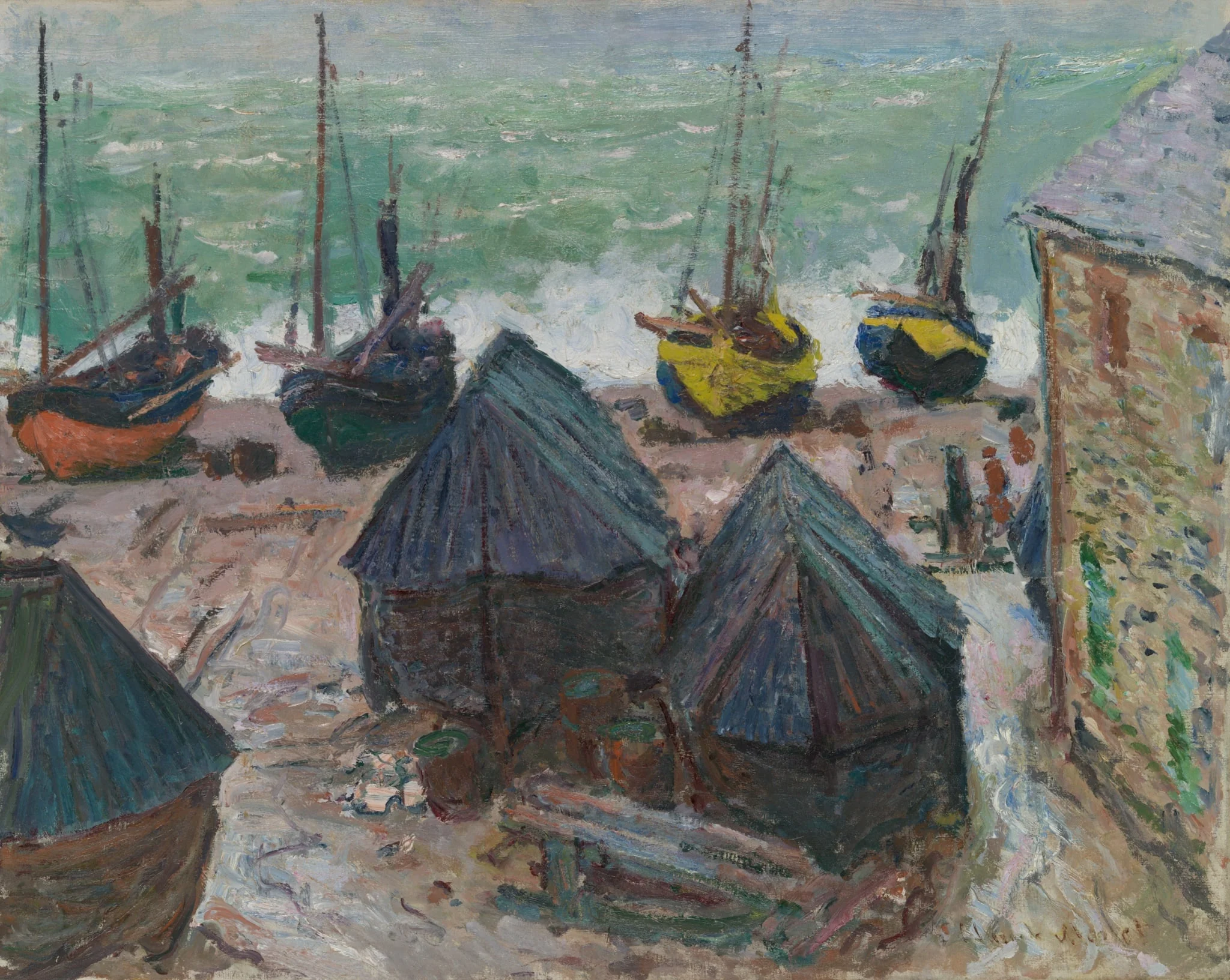 Boats on the Beach at Étretat, detail