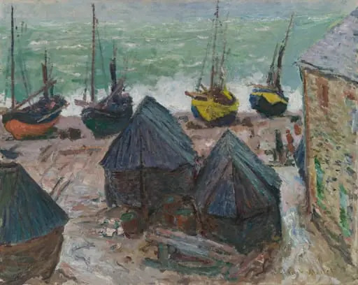 Boats on the Beach at Étretat, by Claude Monet, oil, 1885