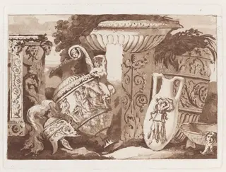 Composition with Antique Fragments, by Jean Jacques II Lagrenée, ink