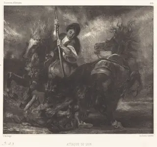 Attaque du lion, by Louis-Candide Boulanger, ink, 1830