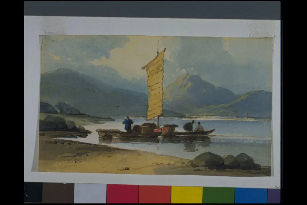 Boat with Yellow Sail, China, by George Chinnery, watercolor, 1825