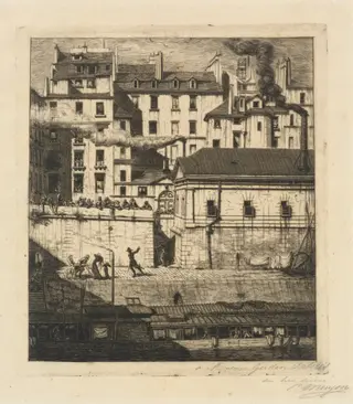 La morgue, Paris (The Mortuary), by Charles Meryon, ink, 1854