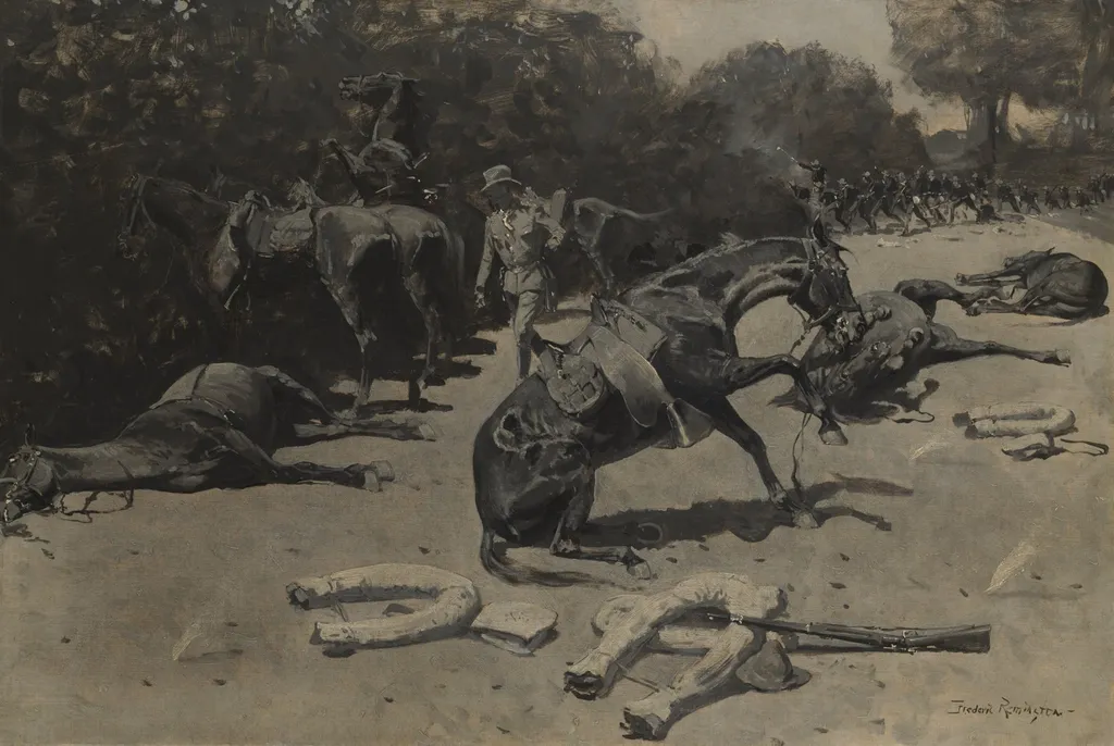 How the Horses Died for Their Country at Santiago, by Frederic Remington, oil, 1899