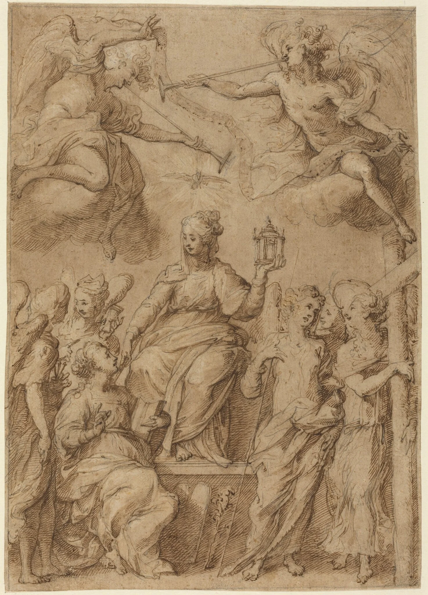 Ecclesia Surrounded by Angels Holding the Instruments of the Passion, detail