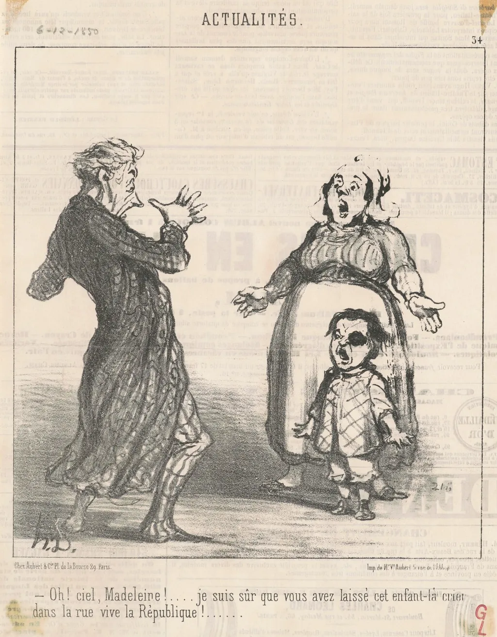 Oh! Ciel Madeleine! ..., by Honoré Daumier, ink, 1850