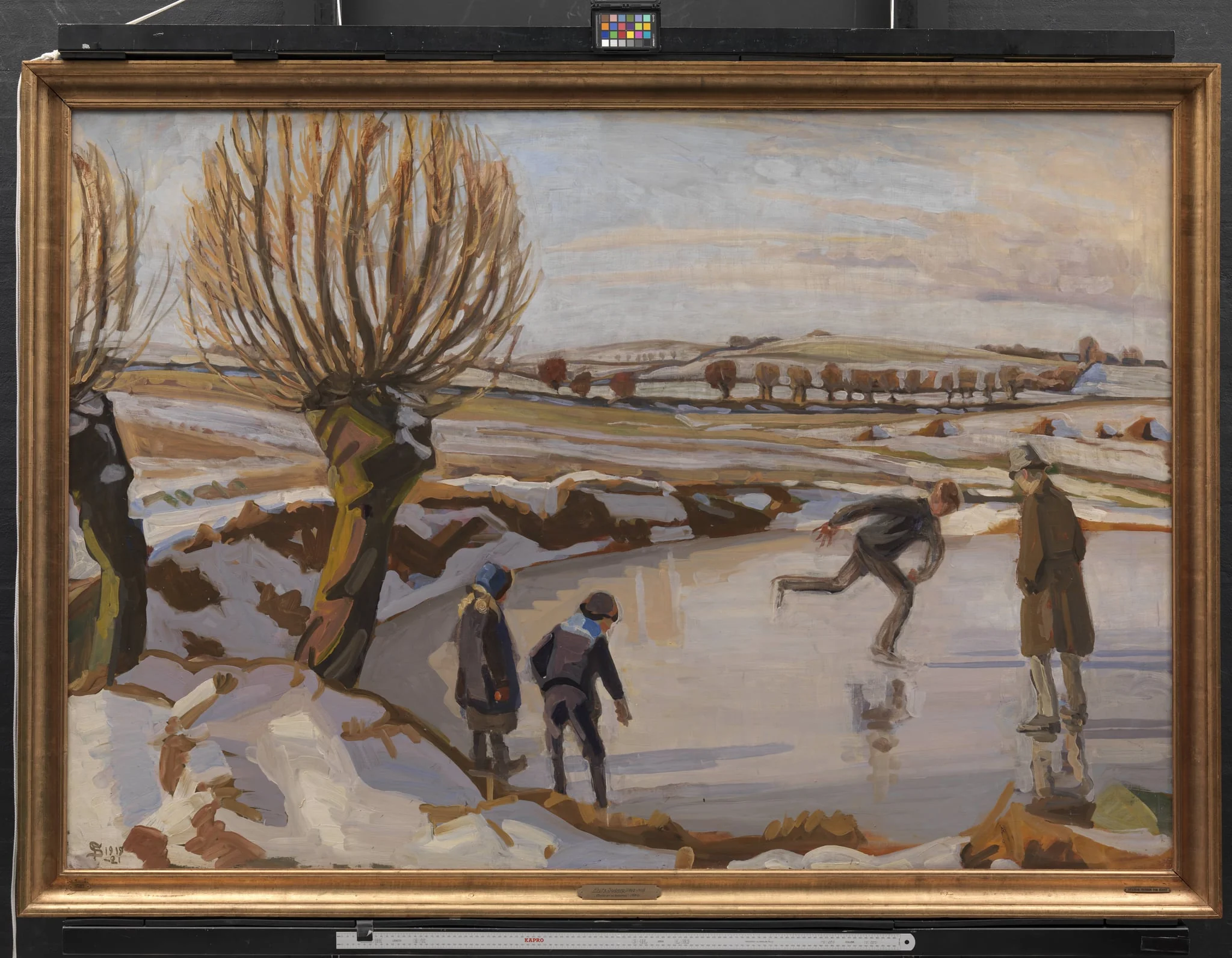 Vinteren er kommet. Landskab med skøjteløbere, detail