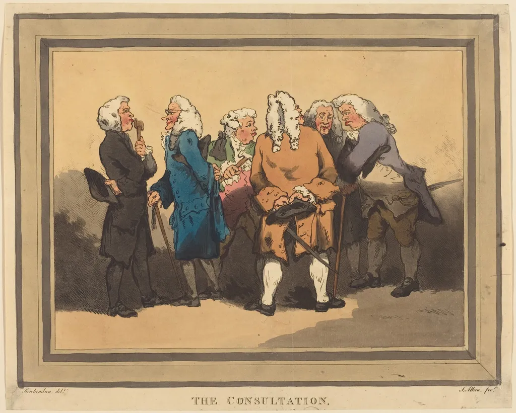 The Consultation, by Thomas Rowlandson, ink, 1785