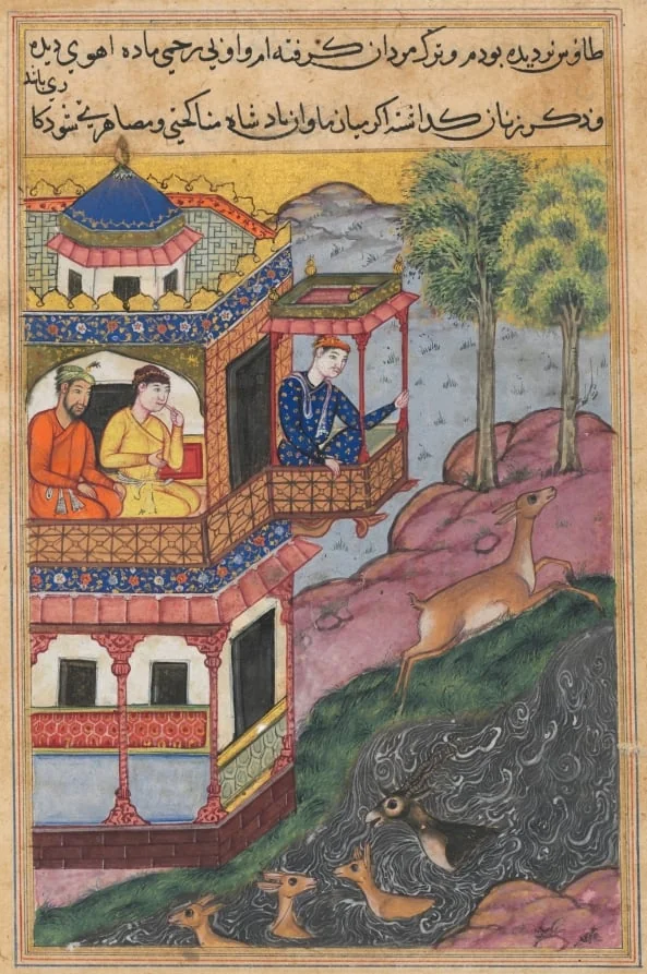The painting made by the vizier of the emperor of China for the queen of Rum, from a Tuti-nama (Tales of a Parrot): Thirty-ninth Night, detail
