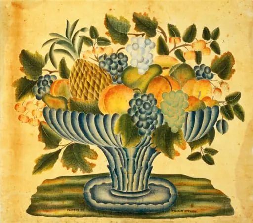 Bowl of Fruit, by William Stearns, watercolor, 1835