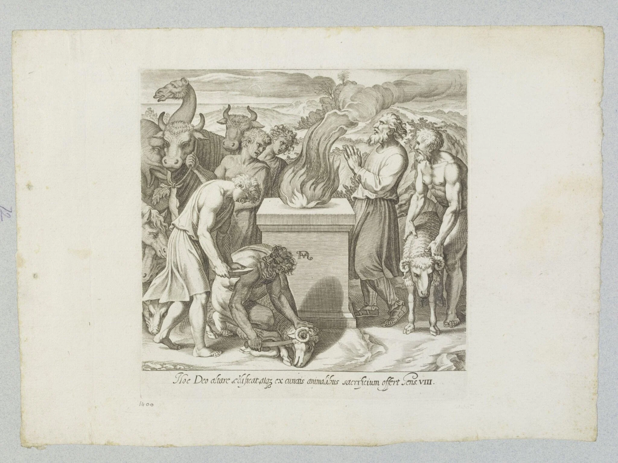 Noah sacrificing to God, detail