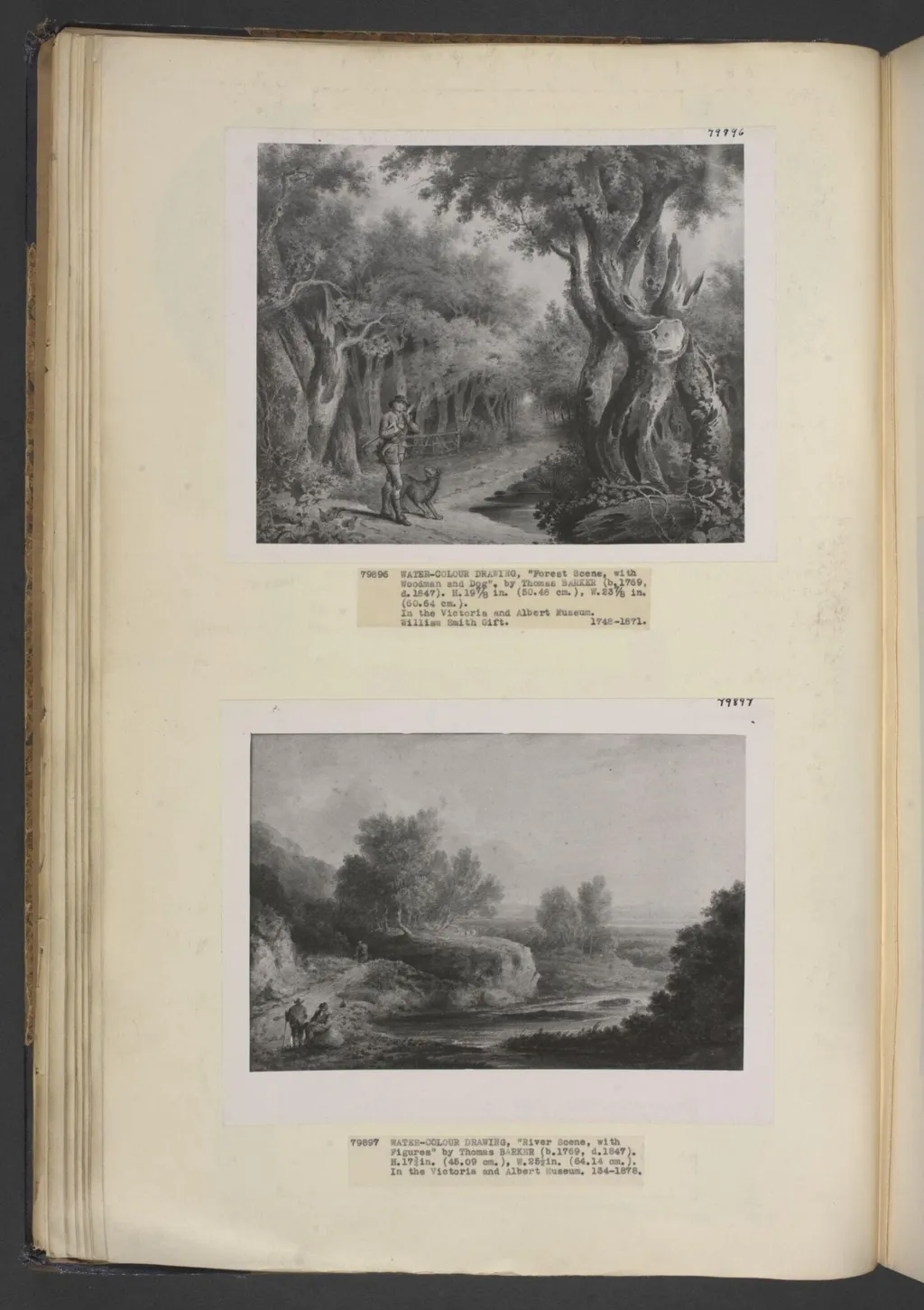 Forest Scene with woodman and dog, by Thomas Barker, watercolor, 1790