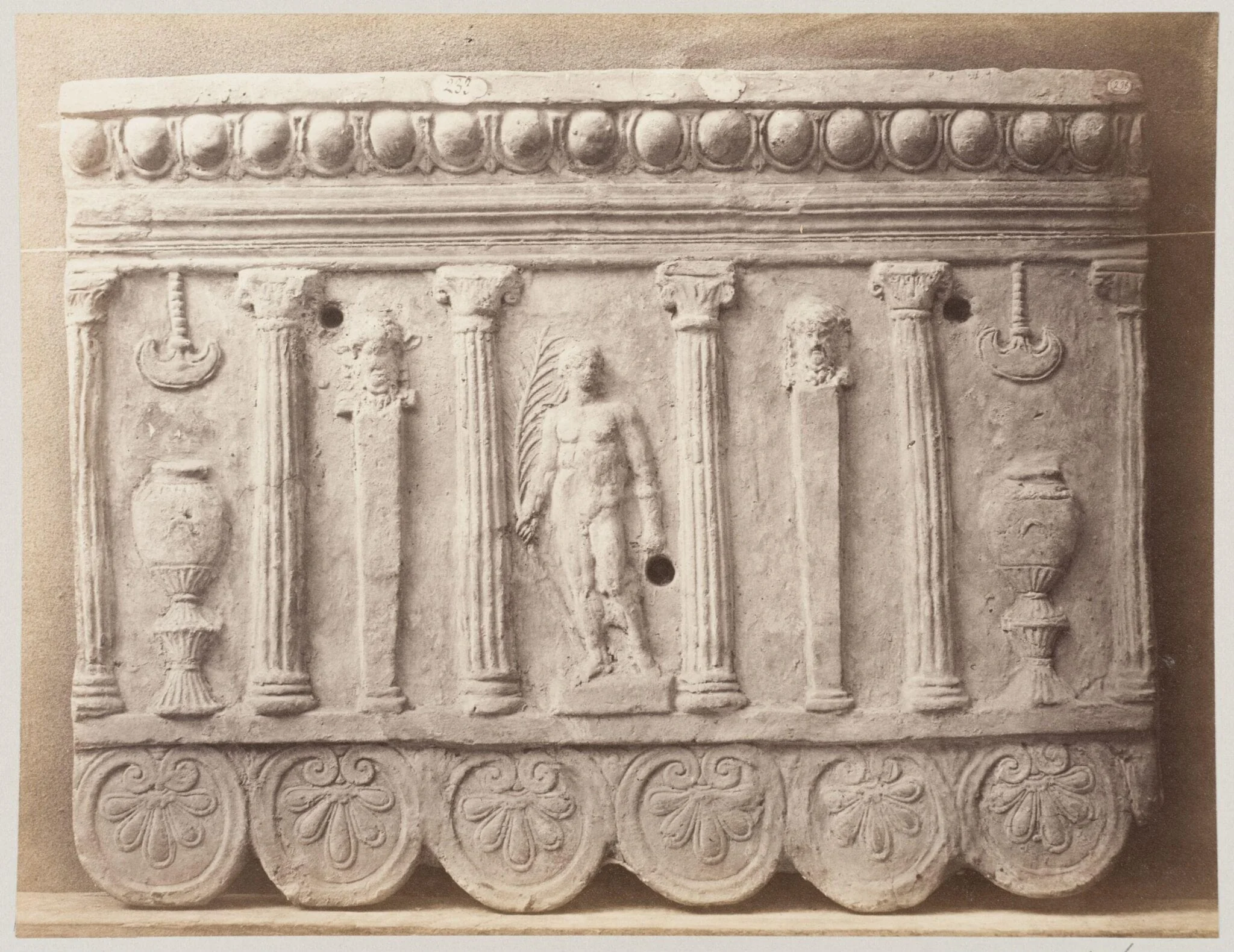 Bas-relief portion of a frieze of Cestiphore conqueror in terra cotta, detail
