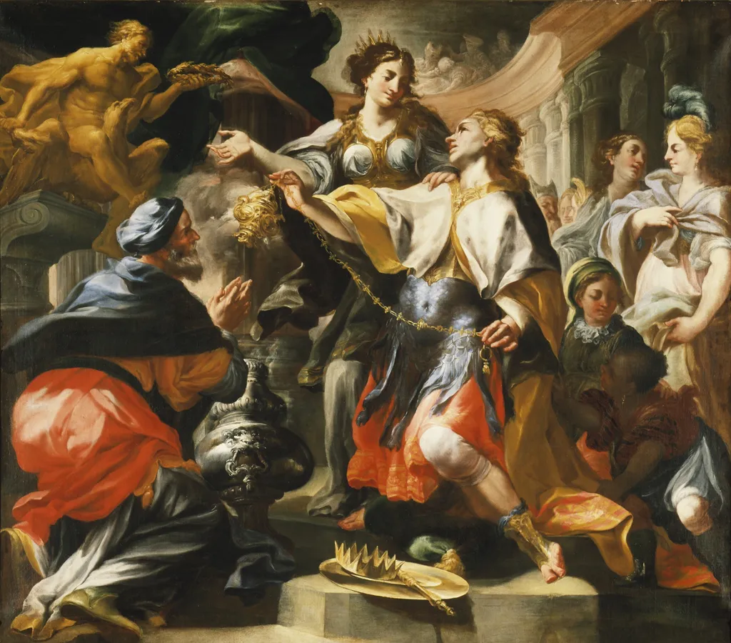 Solomon Worshiping a Pagan God, by Domenico Antonio Vaccaro, oil, 1698