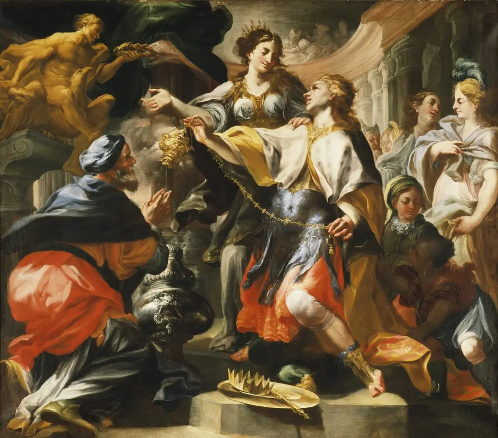 Solomon Worshiping a Pagan God, by Domenico Antonio Vaccaro, oil, 1698