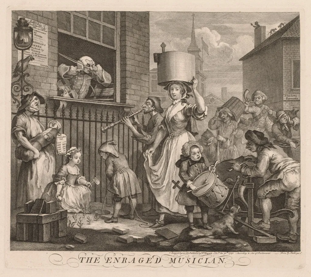 The Enraged Musician, by William Hogarth, 1741