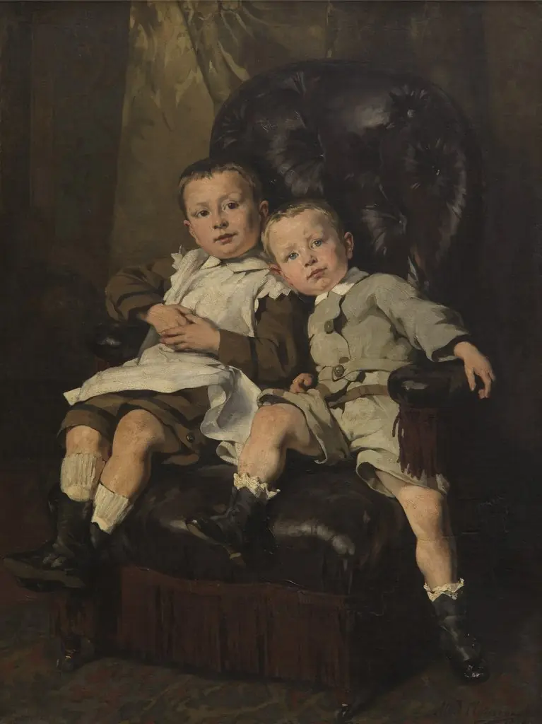 Paul and Edmond Roger, the Artist's Stepchildren, by Alfred Cluysenaar, oil, 1872