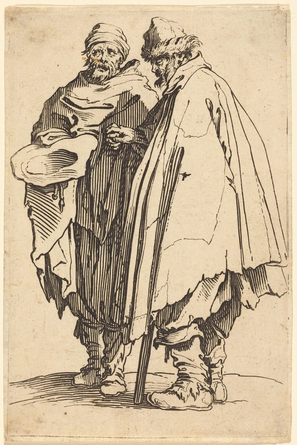 Blind Beggar and Companion, by Jacques Callot, ink, 1622