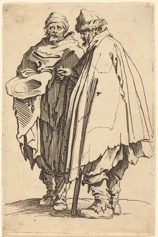 Blind Beggar and Companion, by Jacques Callot, ink, 1622